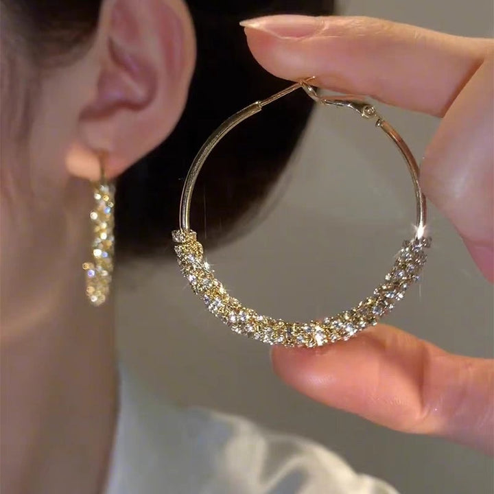 Semi Rhinestone Circle Earrings