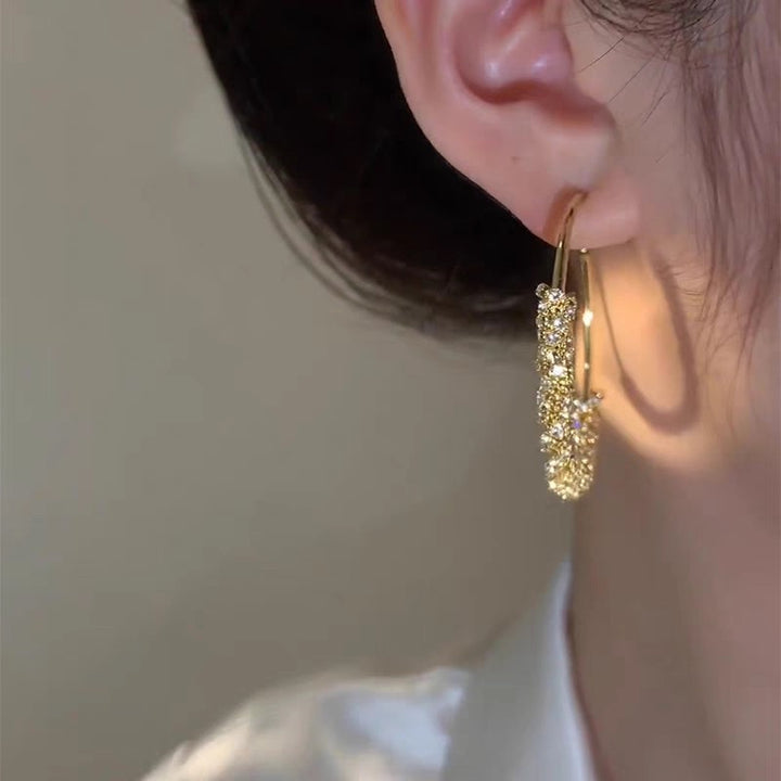 Semi Rhinestone Circle Earrings