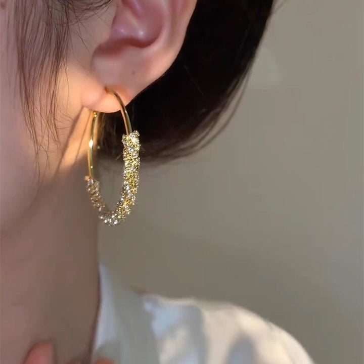 Semi Rhinestone Circle Earrings