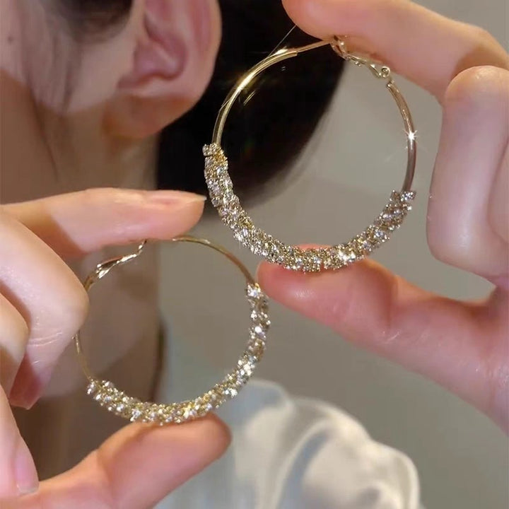 Semi Rhinestone Circle Earrings