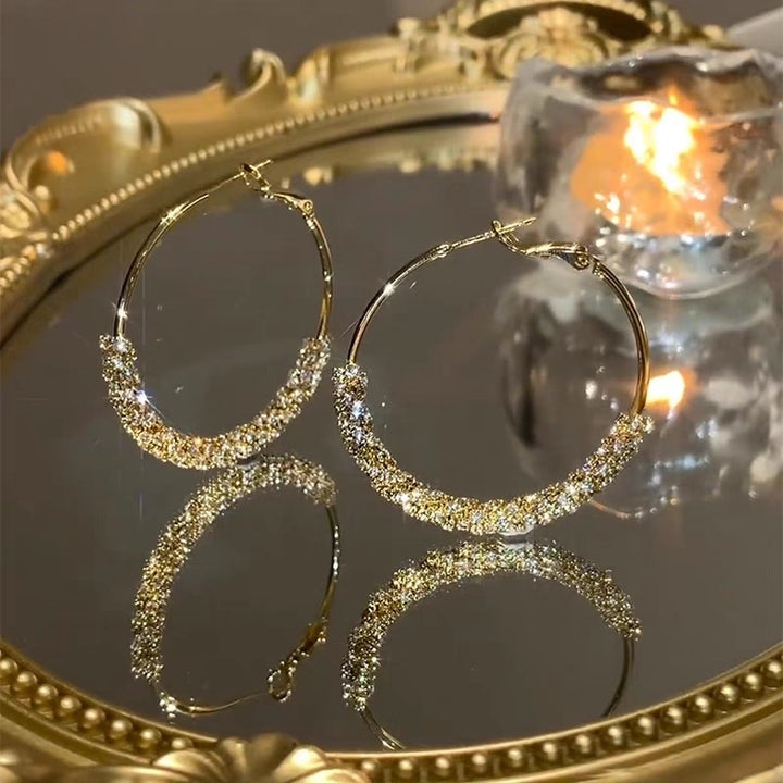 Semi Rhinestone Circle Earrings