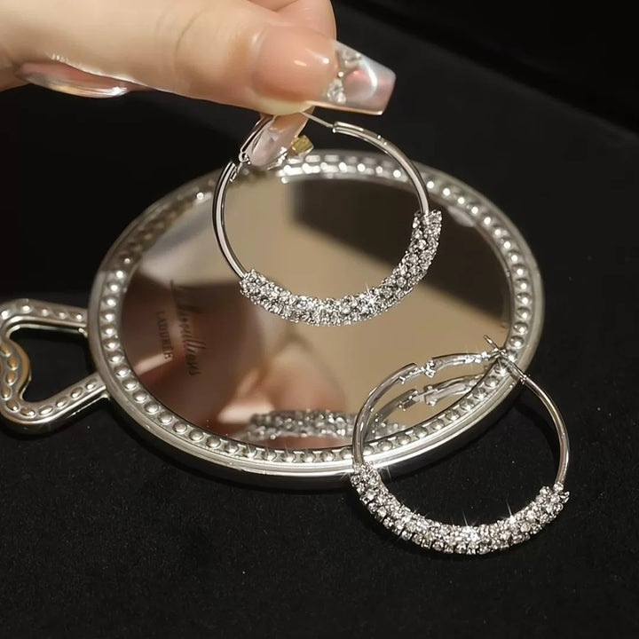 Semi Rhinestone Circle Earrings