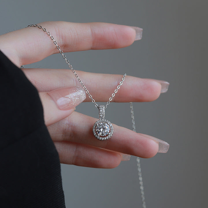 Round Halo Moissanite Necklace