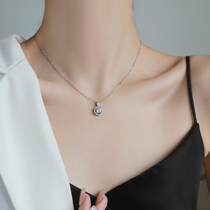 Round Halo Moissanite Necklace