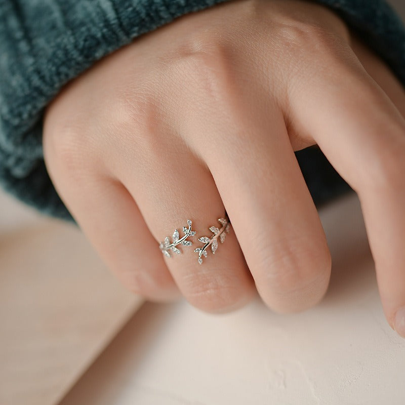 Sterling Silver Crystal Vine Ring