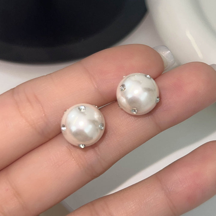 Zirconia Pearl Double Stud Earrings