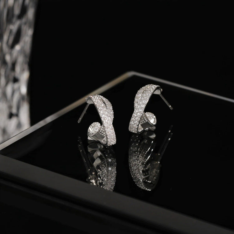 Crossover Micro Zirconia Earrings