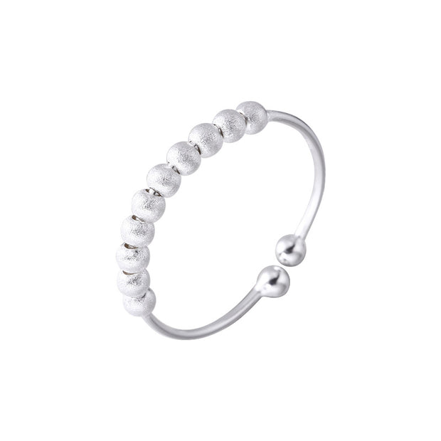 Fine Sterling Silver Frosted Bead Ring