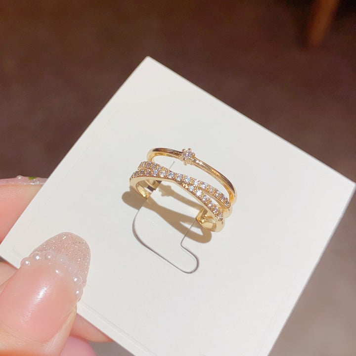 Cross Layers Delicate Zirconia Ring