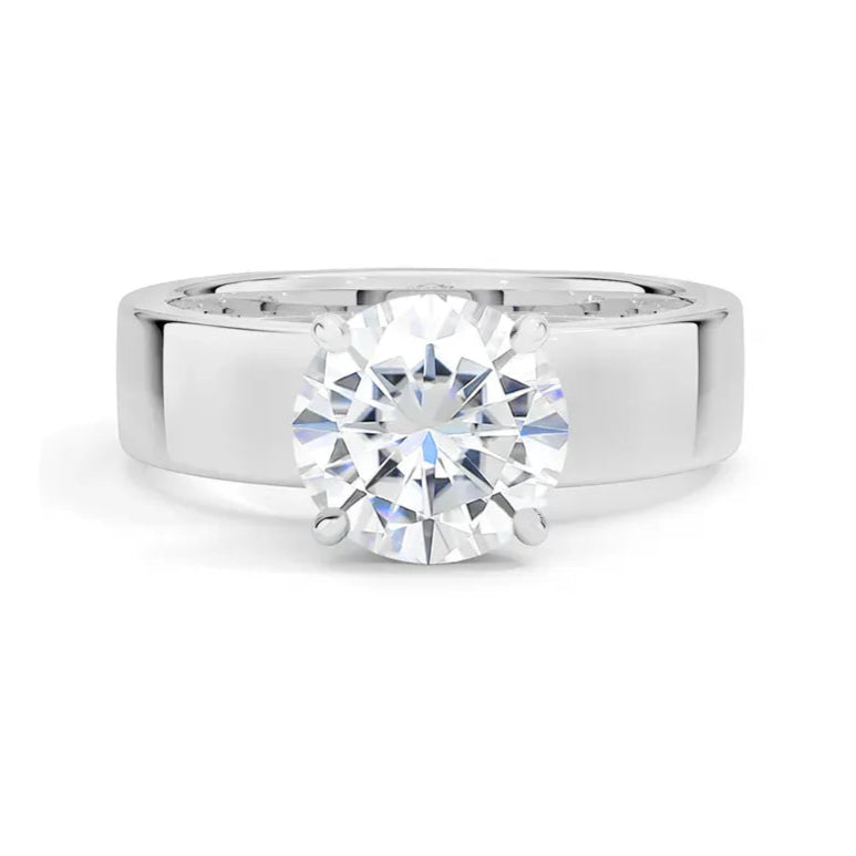 Widened Solitaire Moissanite Engagement Ring