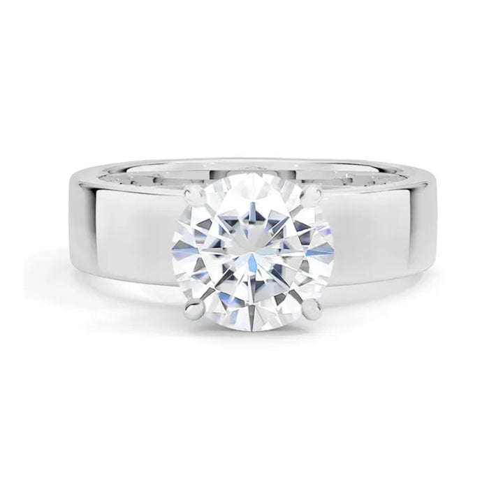Widened Solitaire Moissanite Engagement Ring