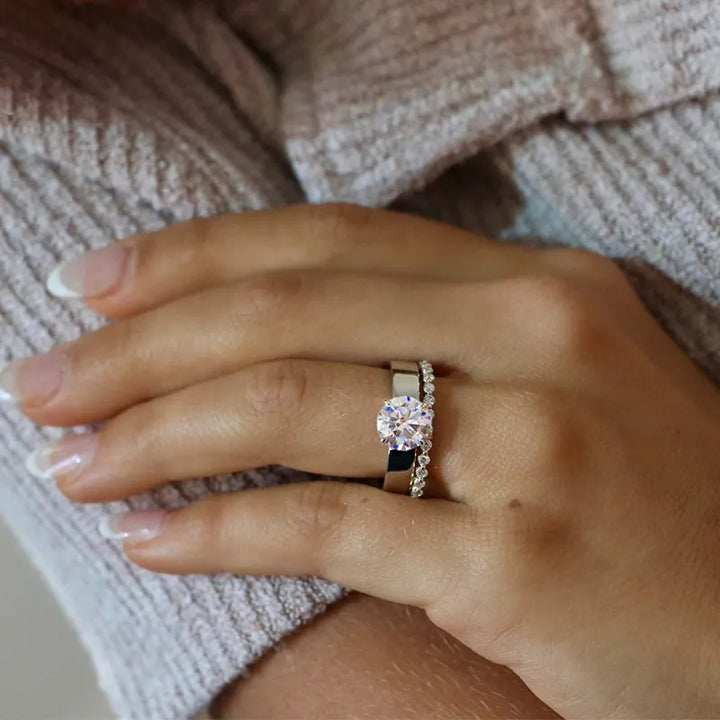Widened Solitaire Moissanite Engagement Ring
