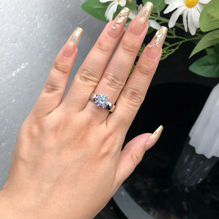 Widened Solitaire Moissanite Engagement Ring