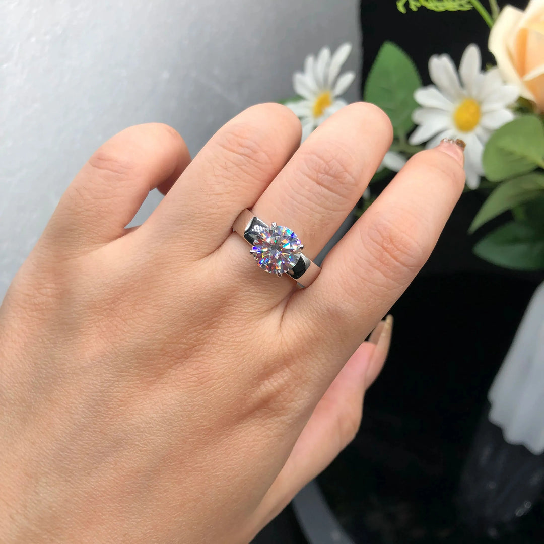 Widened Solitaire Moissanite Engagement Ring