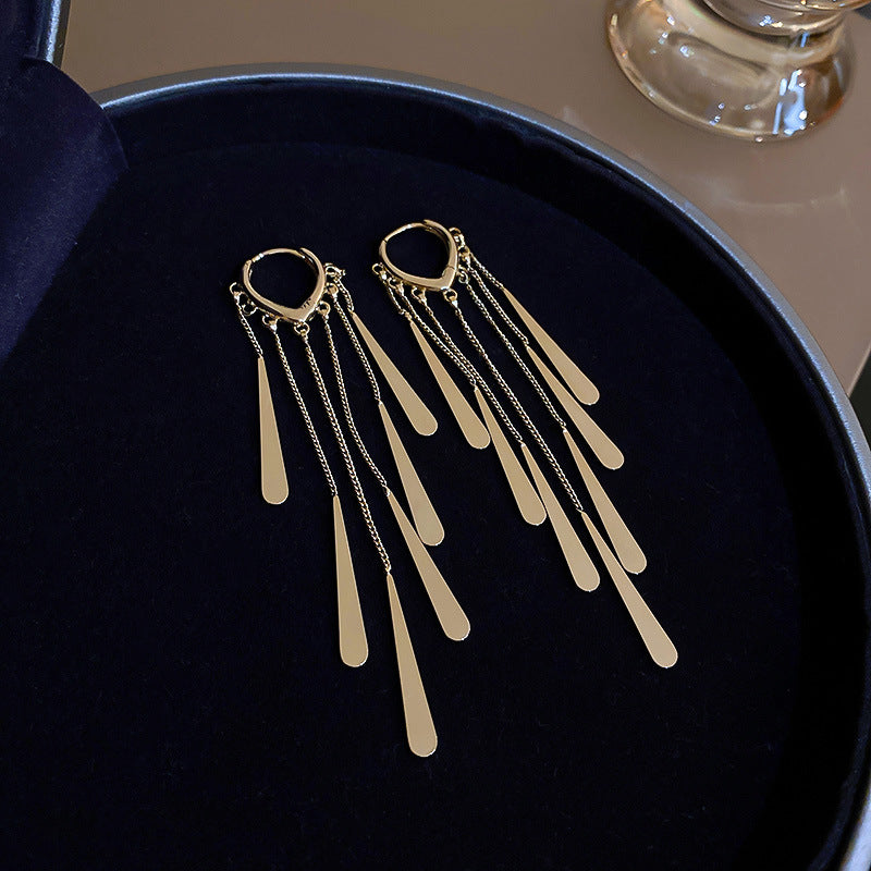 Water Drop Long Tassel Earrings