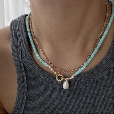 Blue Turquoise Natural Pearl Necklace