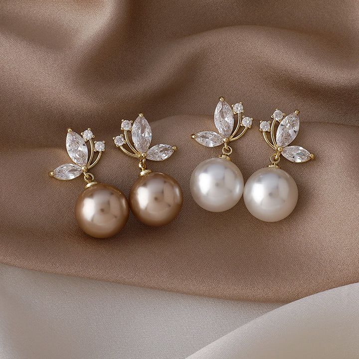 Crystal Butterfly & Pearl Earrings