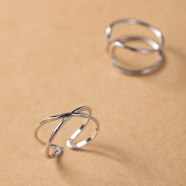 Simple geometric lines 925 sterling silver ring