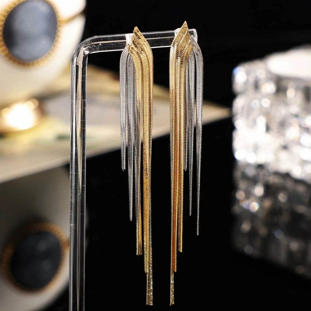 Chain Long Tassel Earrings