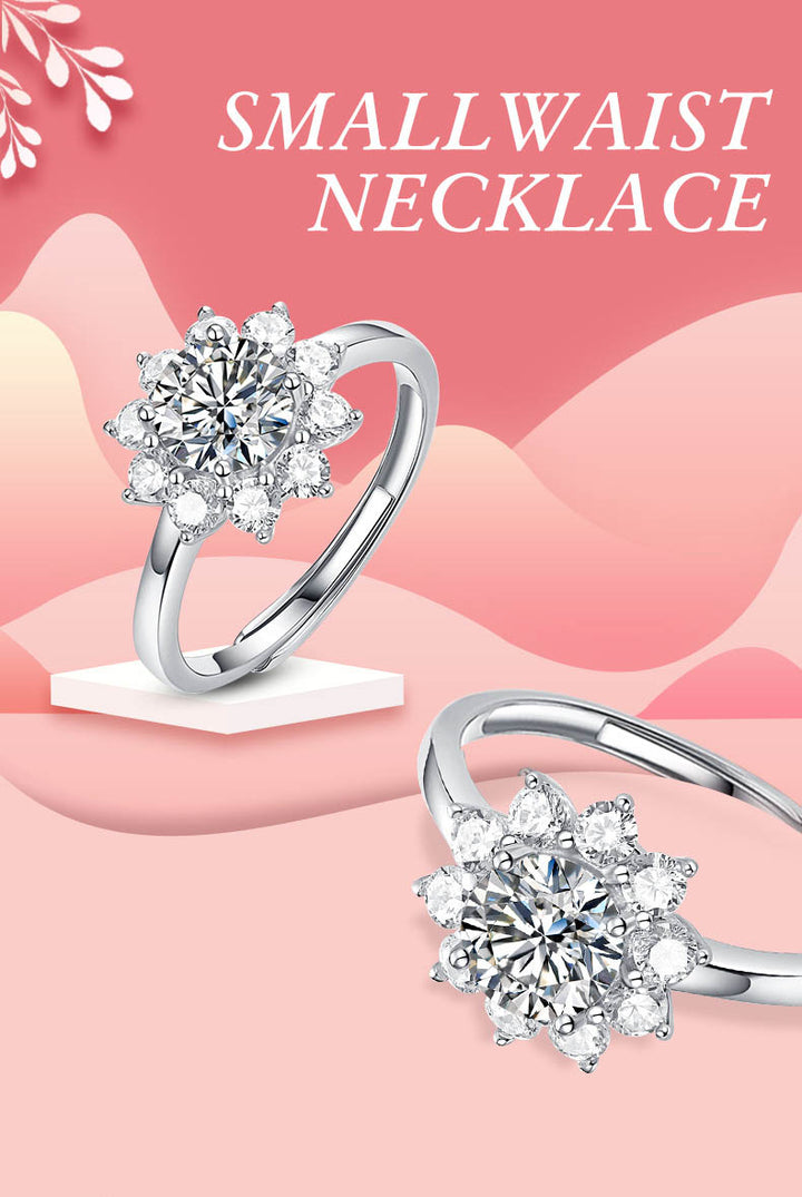 Blooming Daisy Moissanite Flower Halo Ring