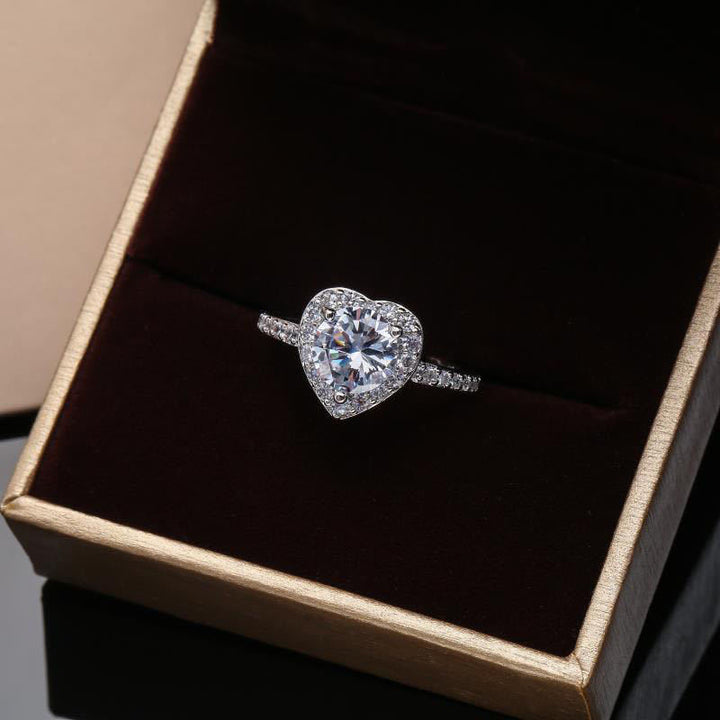 Heart Halo Moissanite Engagement Ring