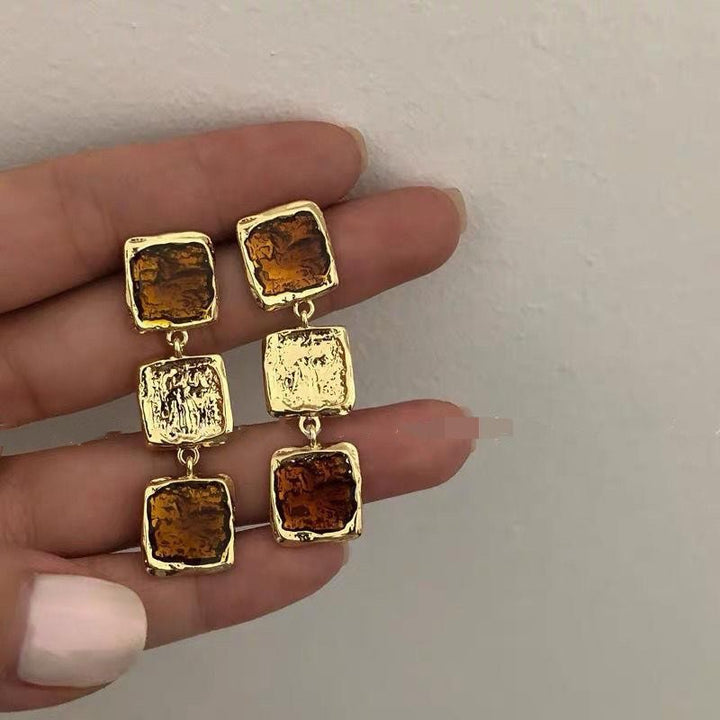 Baroque Vintage Resin Square Earrings