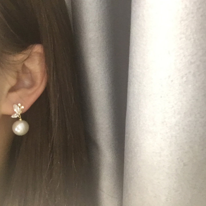 Crystal Butterfly & Pearl Earrings