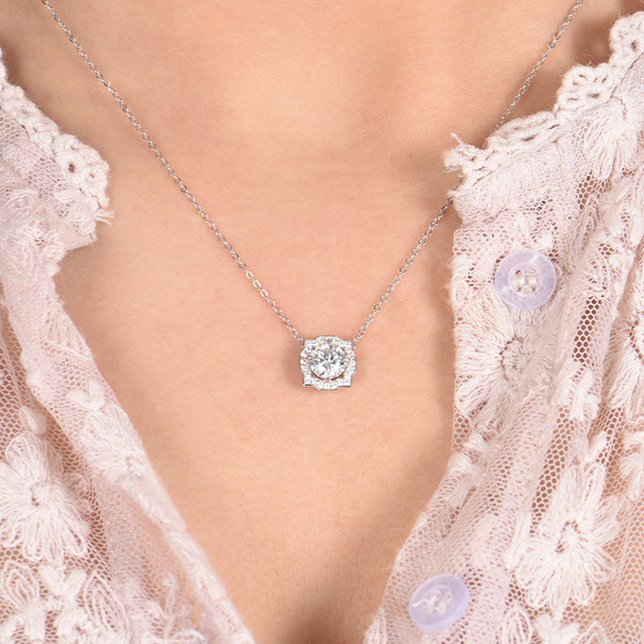 Ornate Square-Frame Moissanite Necklace