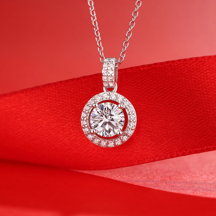 Round Halo Moissanite Necklace
