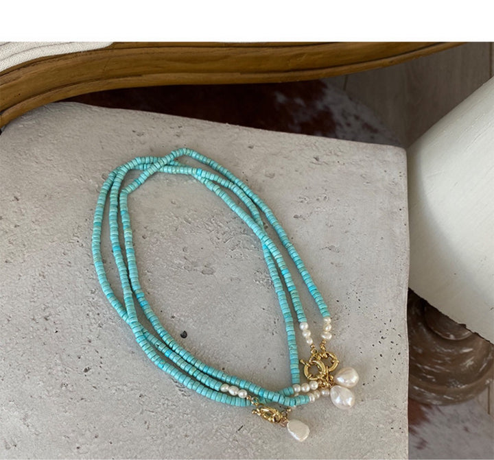 Blue Turquoise Natural Pearl Necklace