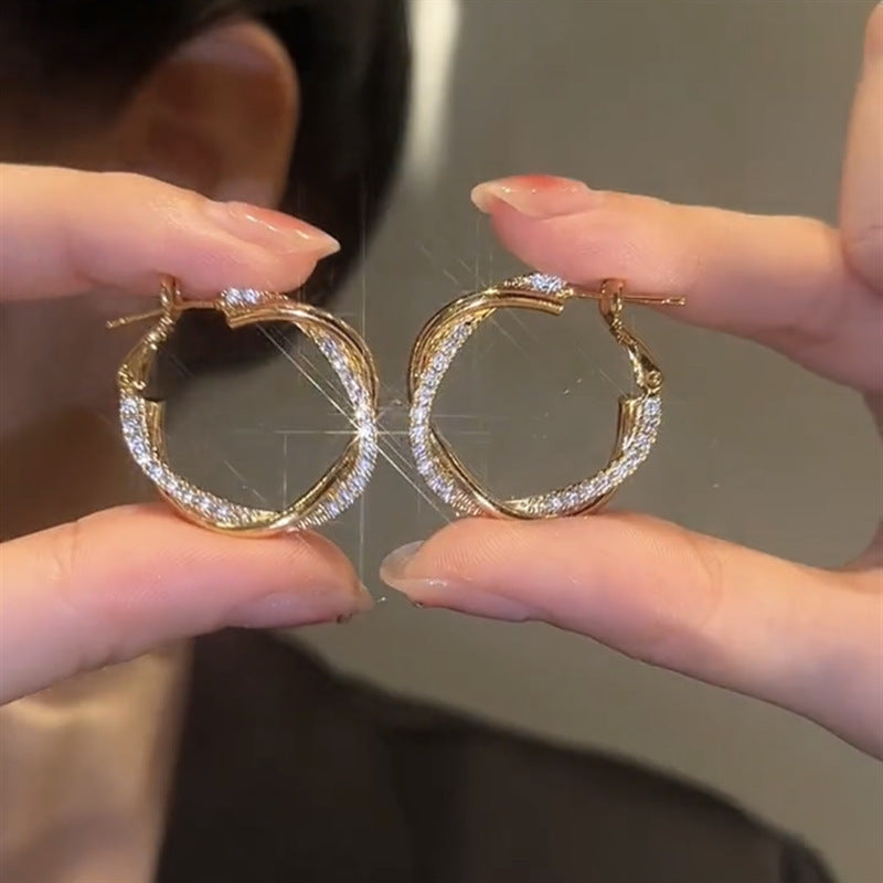 Wrapped Zirconia Hoop Earrings