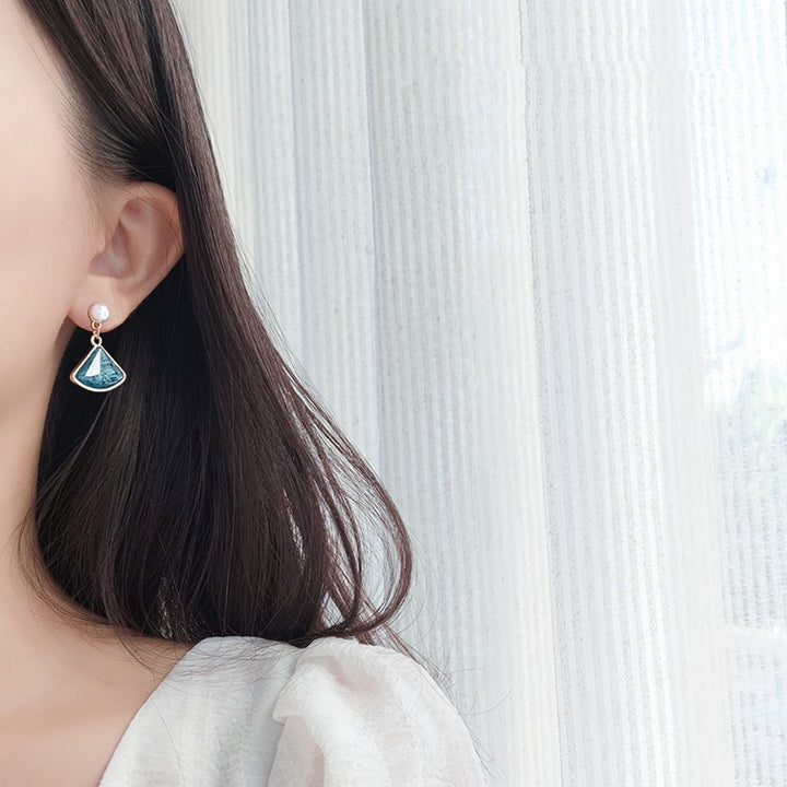 Vintage Ice Crystal Blue Pearl Earrings