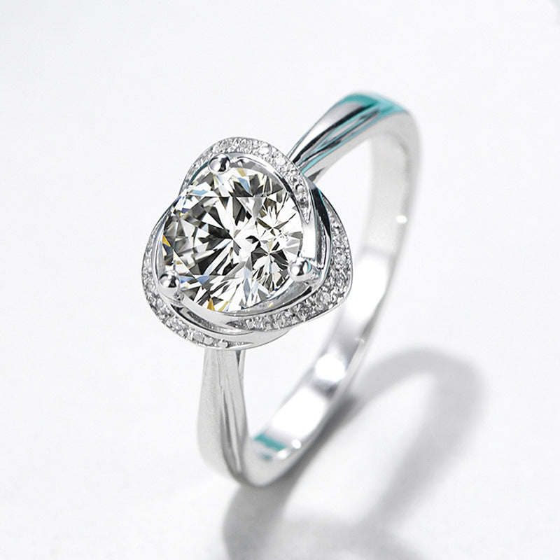 Twisted Heart Halo Moissanite Ring