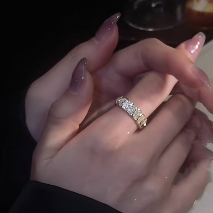 Sequined Zirconia Adjustable Ring