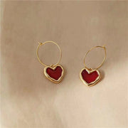 Red Heart Pendant Earrings