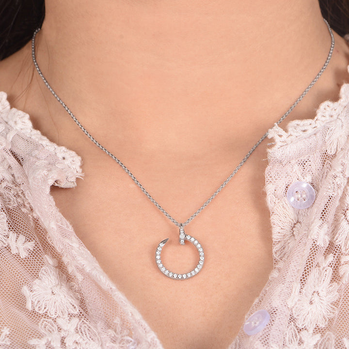 Open Circle Pavé Moissanite Necklace