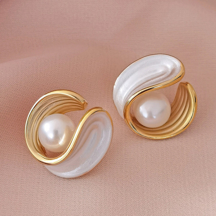 White Pearl Petal Earrings