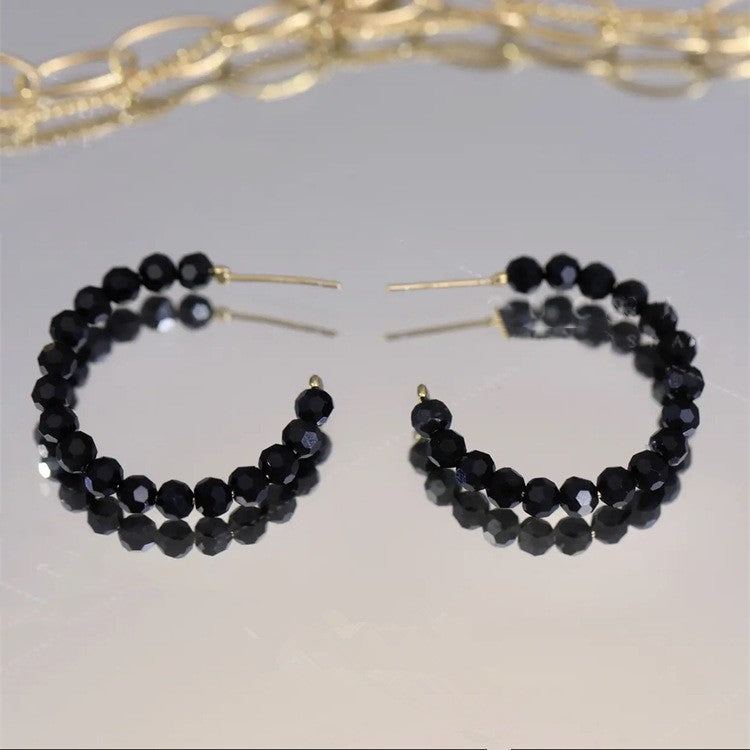 Black Crystal Large Hoop Earrings