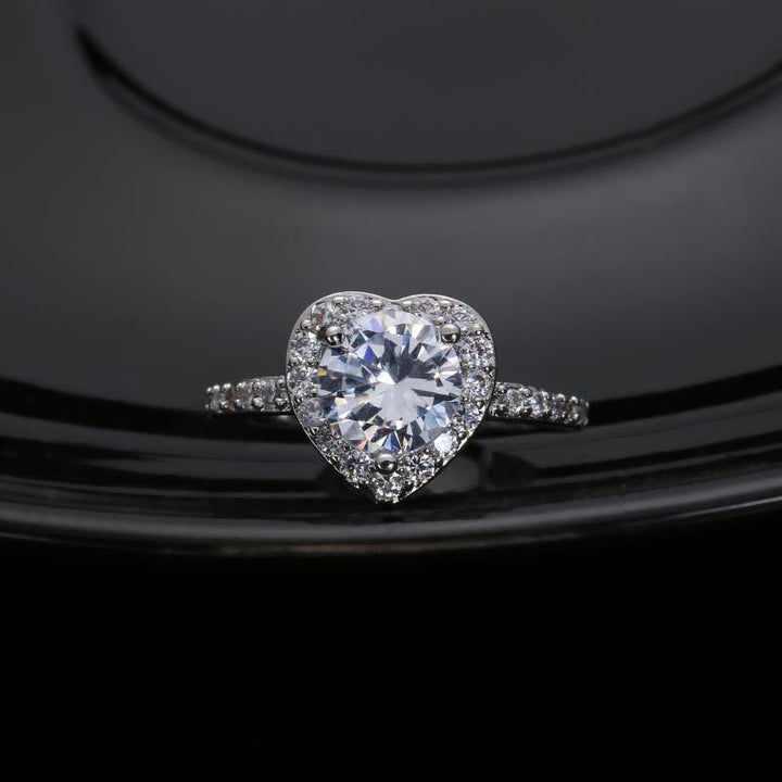 Heart Halo Moissanite Engagement Ring