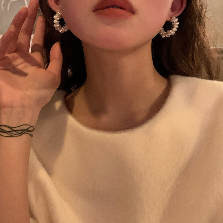 Pearl Hoop Earrings