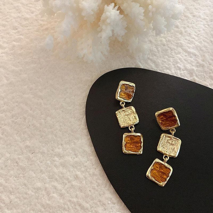 Baroque Vintage Resin Square Earrings