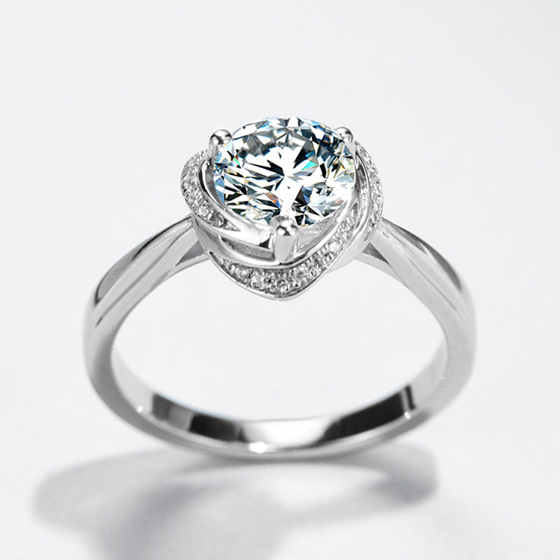 Twisted Heart Halo Moissanite Ring