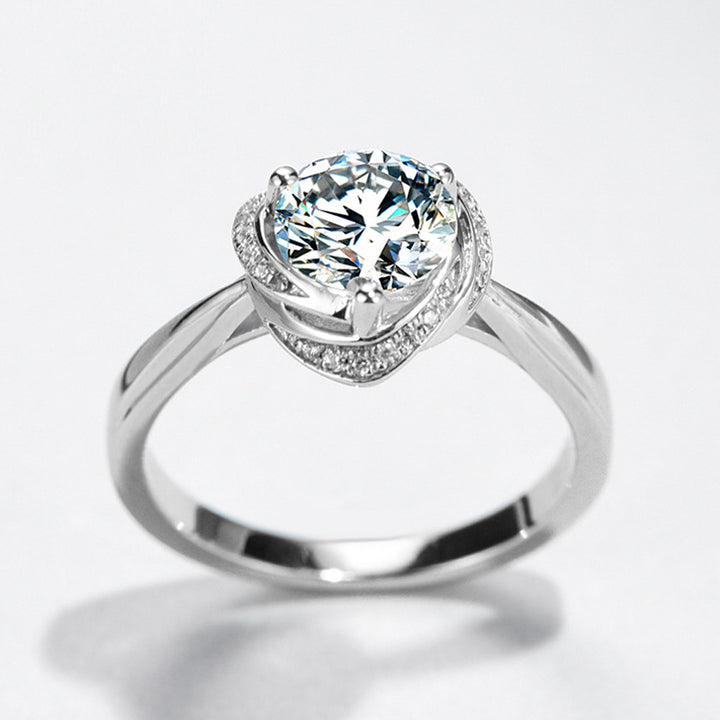 Twisted Heart Halo Moissanite Ring