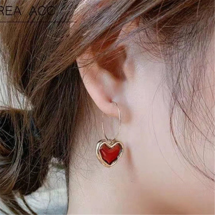 Red Heart Pendant Earrings
