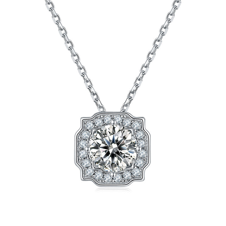 Ornate Square-Frame Moissanite Necklace