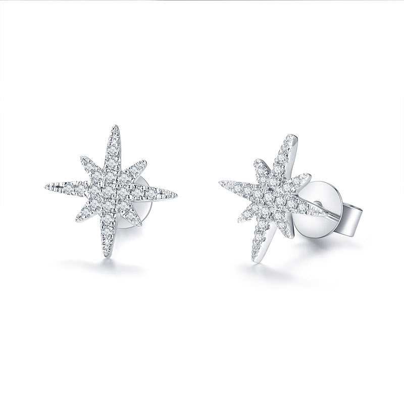 North Star Pavé Moissanite Stud Earrings