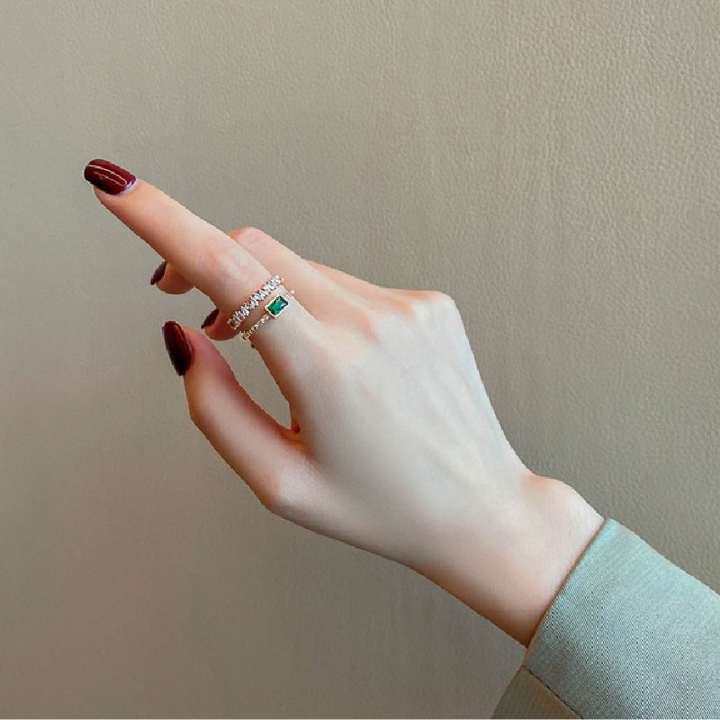 Peacock Green Diamond Duble Ring