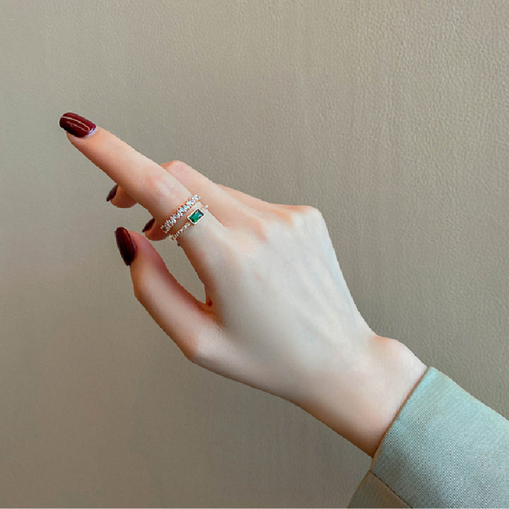 Peacock Green Diamond Duble Ring