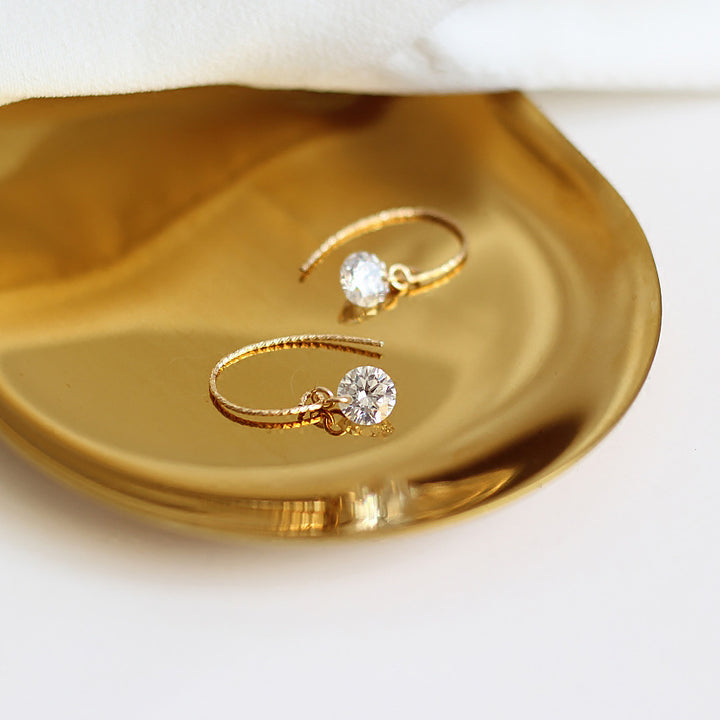 Round Zirconia Diamond 14K Gold-Packed Earrings