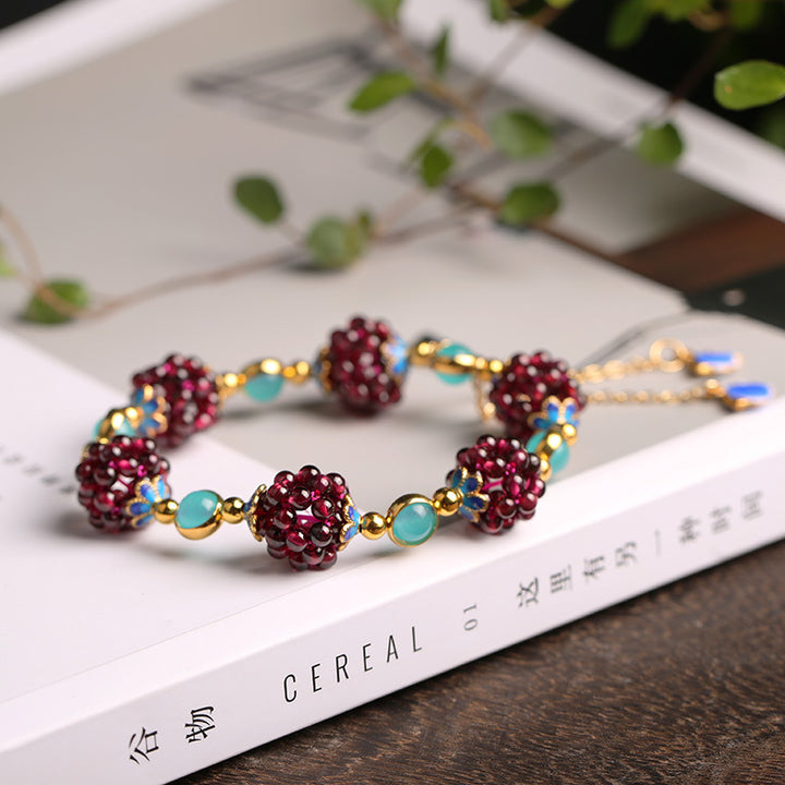 Natural Garnet Stone Pomegranate Bracelet